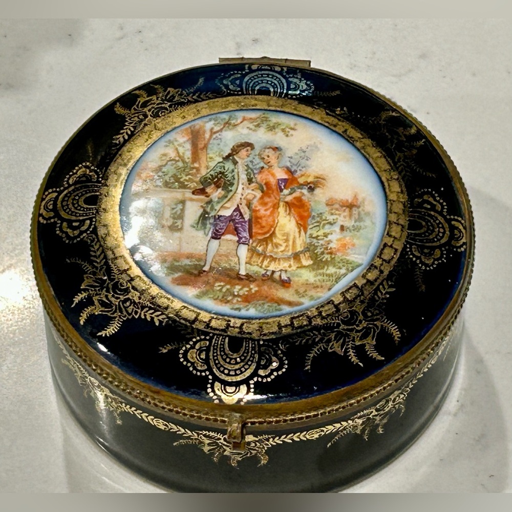 Vintage trinket box cobalt blue Germany